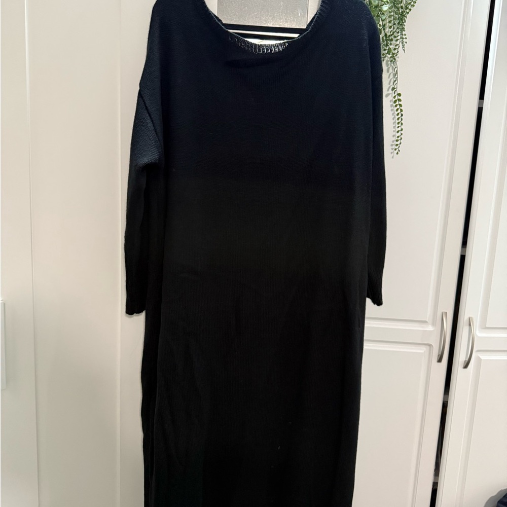SHEIN Black Dolman Sleeve Crew Neck Dress